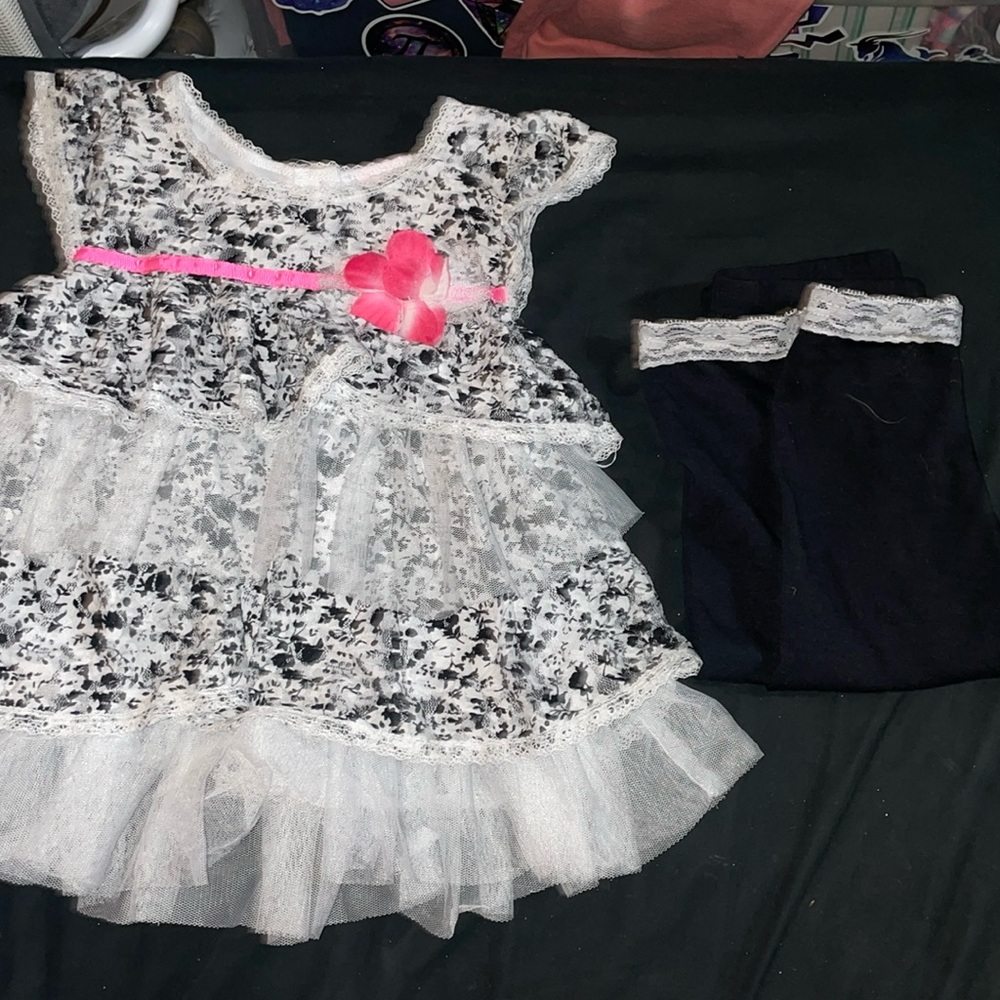 Black & White Little Lass Ruffle Matching Set